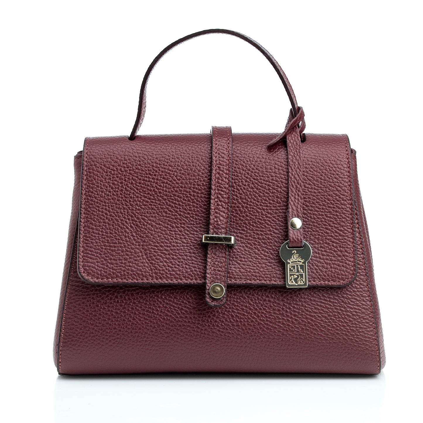 FB216 Liza Burgundy Handbag With 2/3 Flap, Tab Detail & Back Pocket- Dollaro Leather