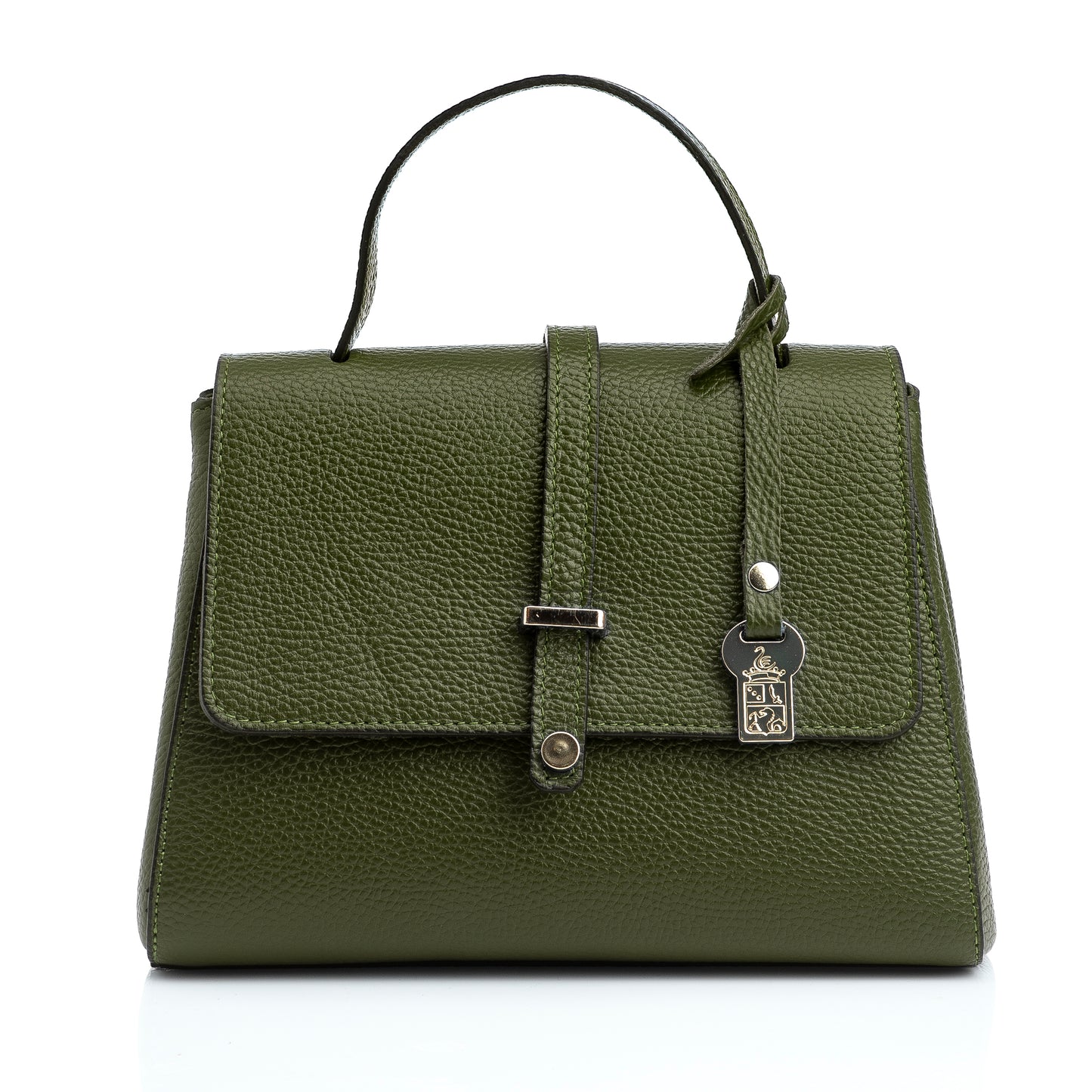 FB216 Liza Olive Green Handbag With 2/3 Flap, Tab Detail & Back Pocket- Dollaro Leather