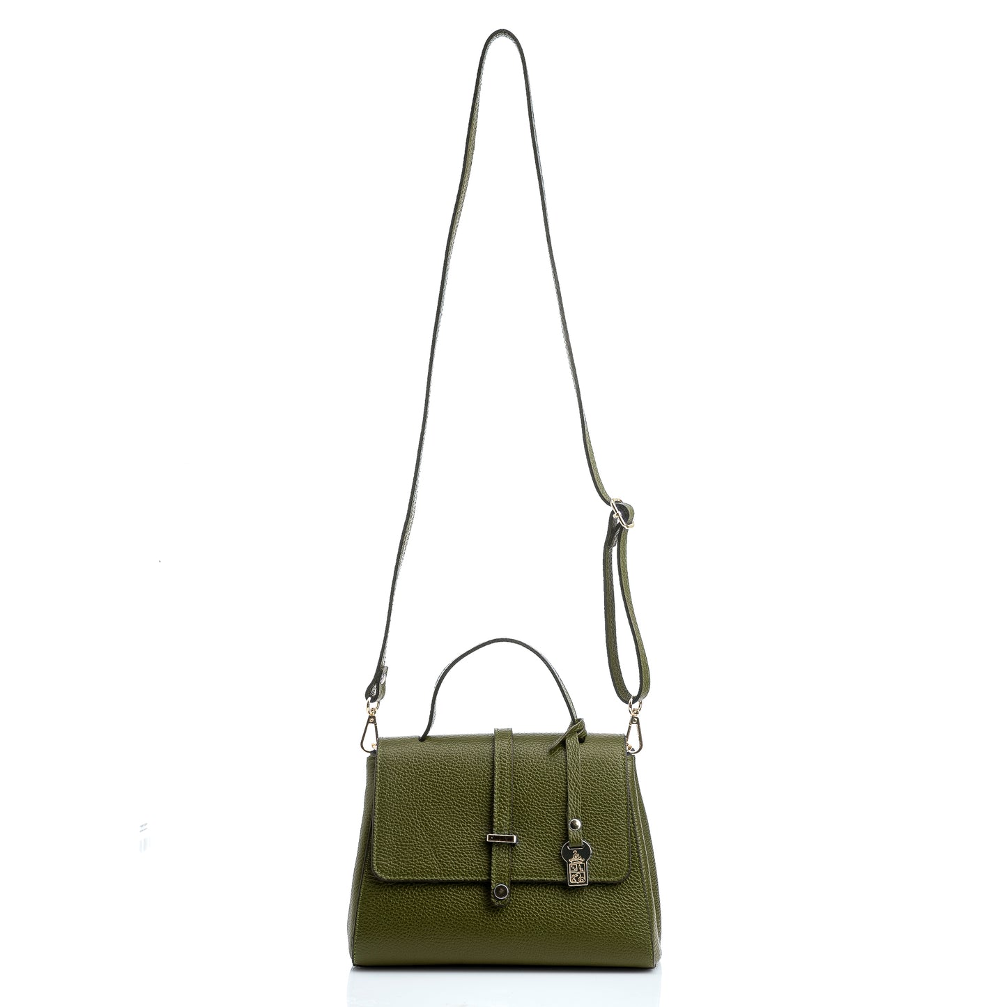 FB216 Liza Olive Green Handbag With 2/3 Flap, Tab Detail & Back Pocket- Dollaro Leather