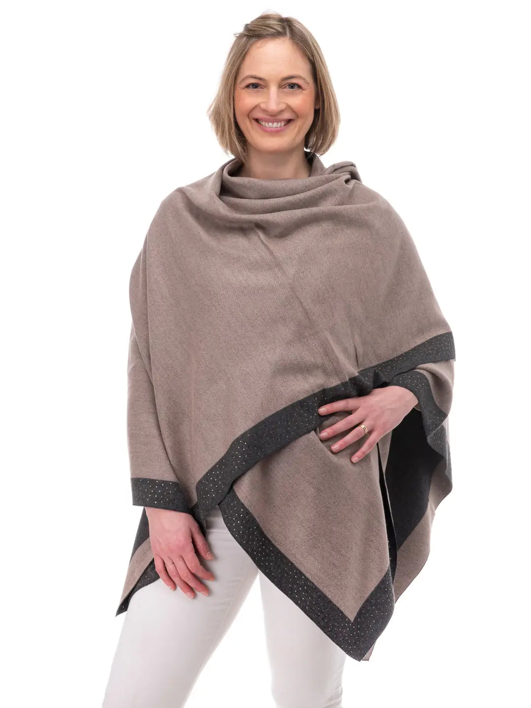 Mia FB99 Wrap With Crystal Border Dark Mocha/Beige- Mocha Crystals