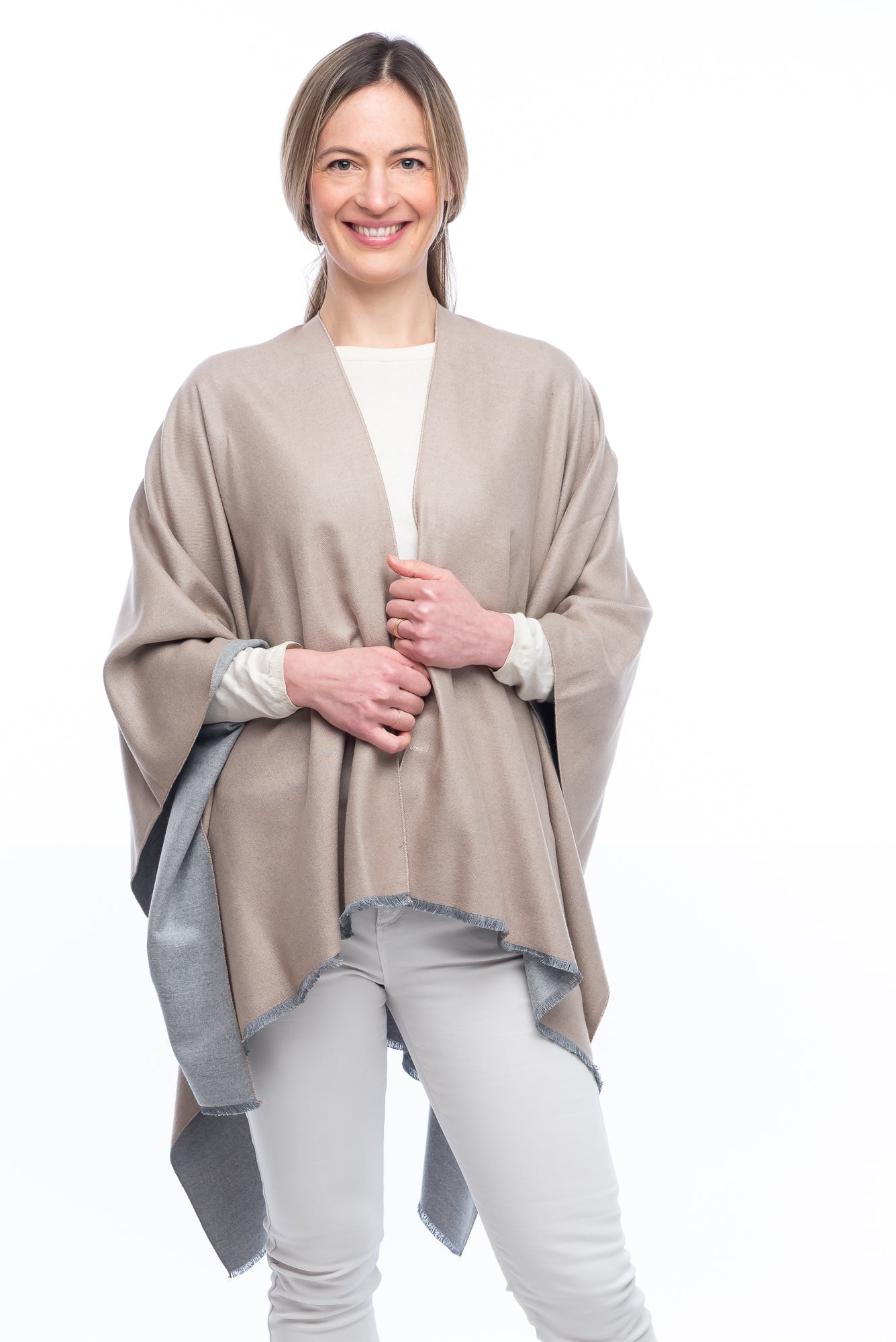 Clara  FB169 Reversible Wrap Light Mocha/Grey