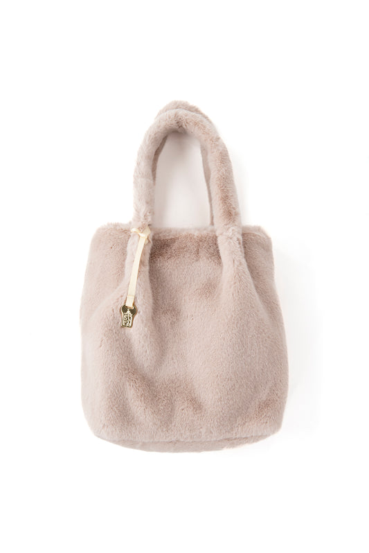 Francesca FB193 Faux Fur Tote Bag Beige