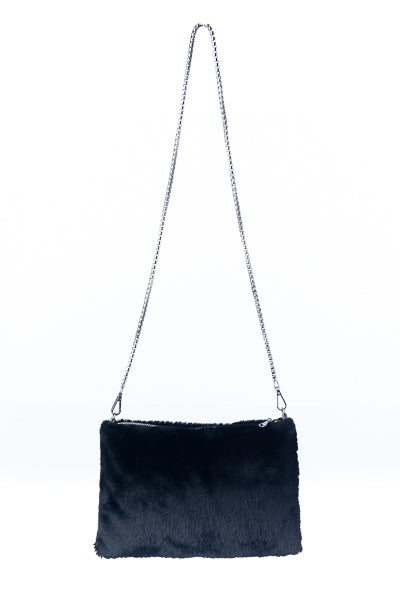 Fiame FB26 Faux Fur Shoulder Bag Black