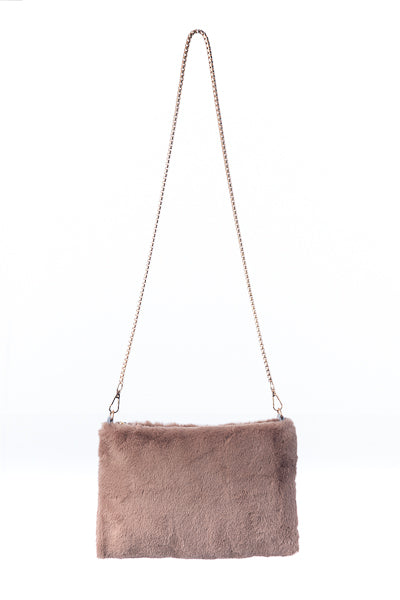 Fiame FB26 Faux Fur Shoulder Bag Mocha