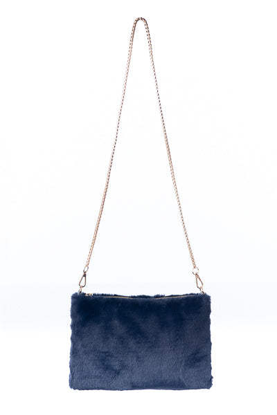 Fiame FB26 Faux Fur Shoulder Bag Navy