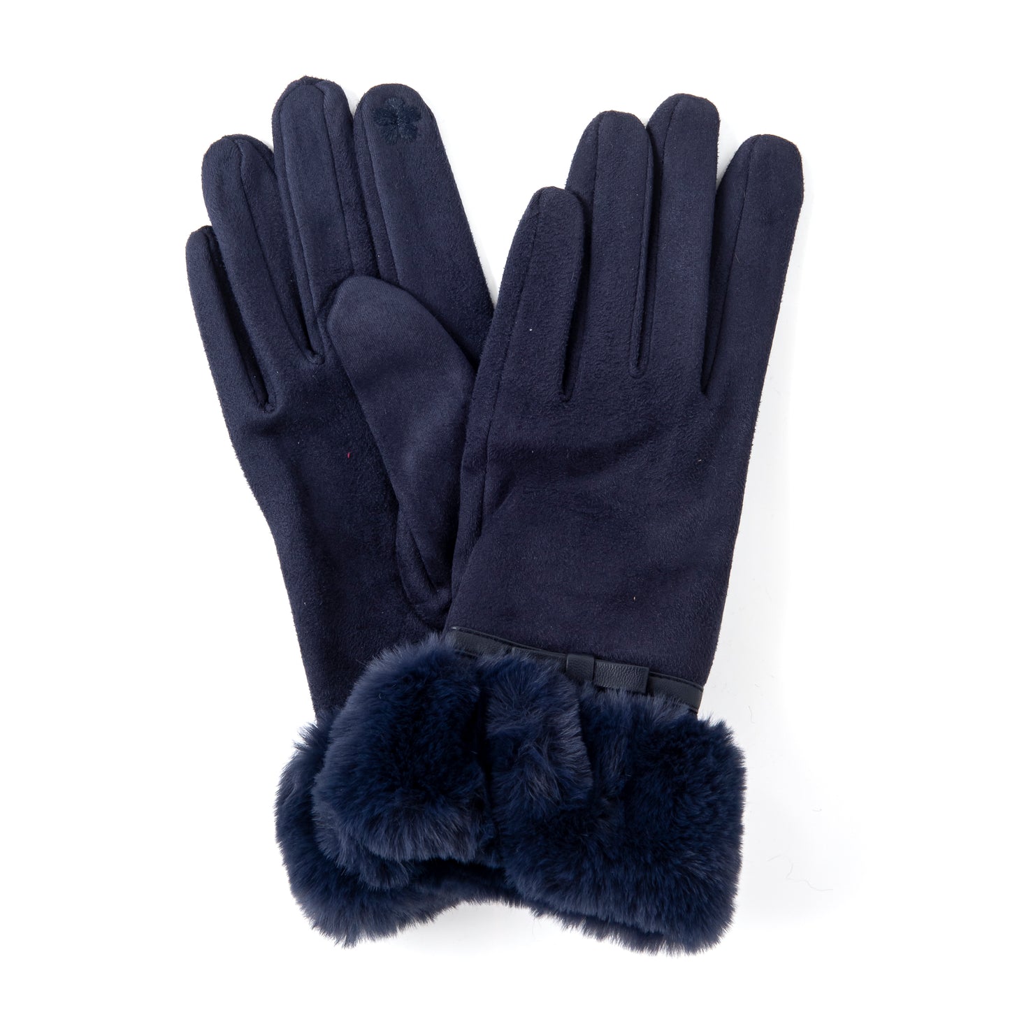 Alice FB70 Suedettte Glove Navy with Faux Fur Cuff and Screen Touch