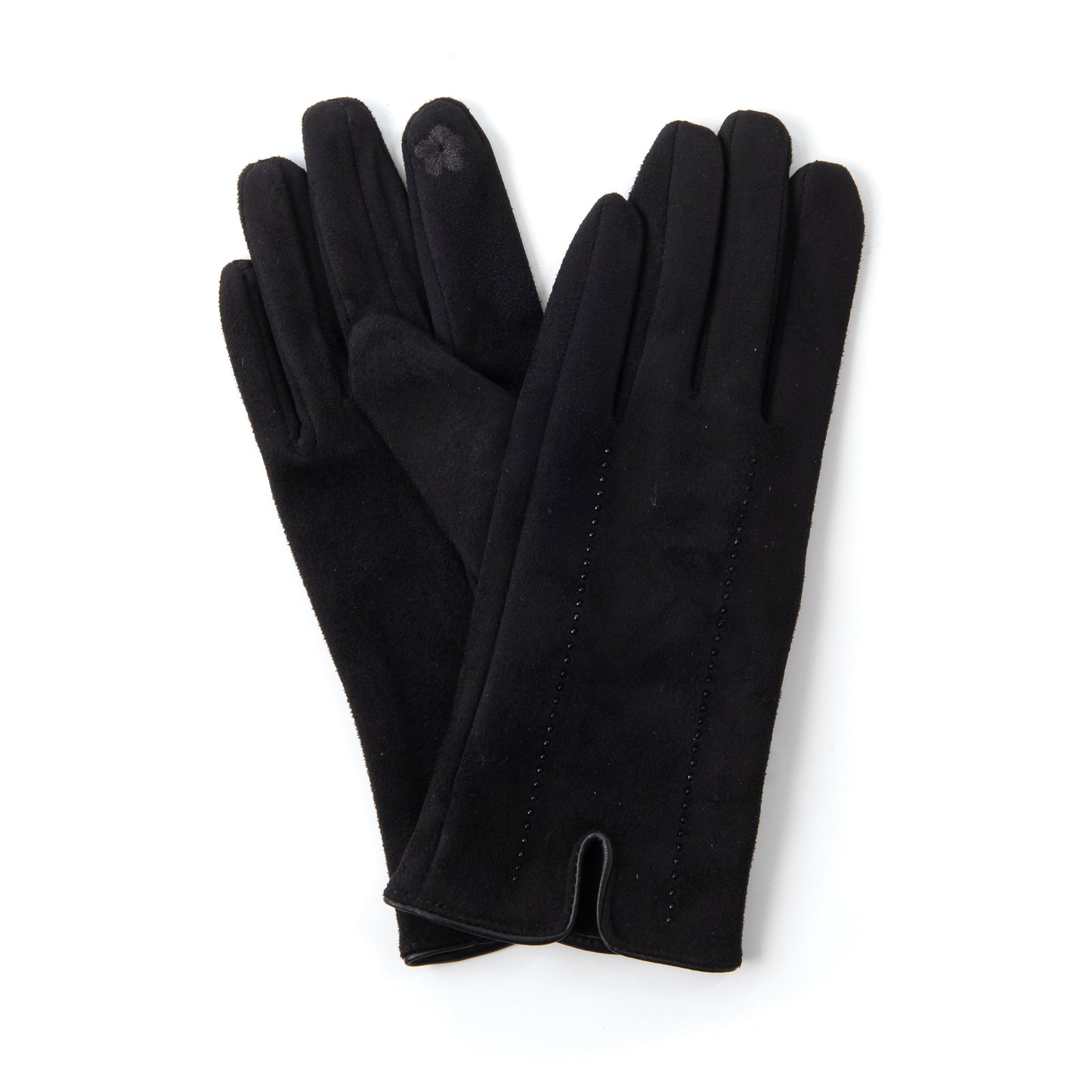 Giota FB72 Suedette & Diamante Glove Black With Screen Touch