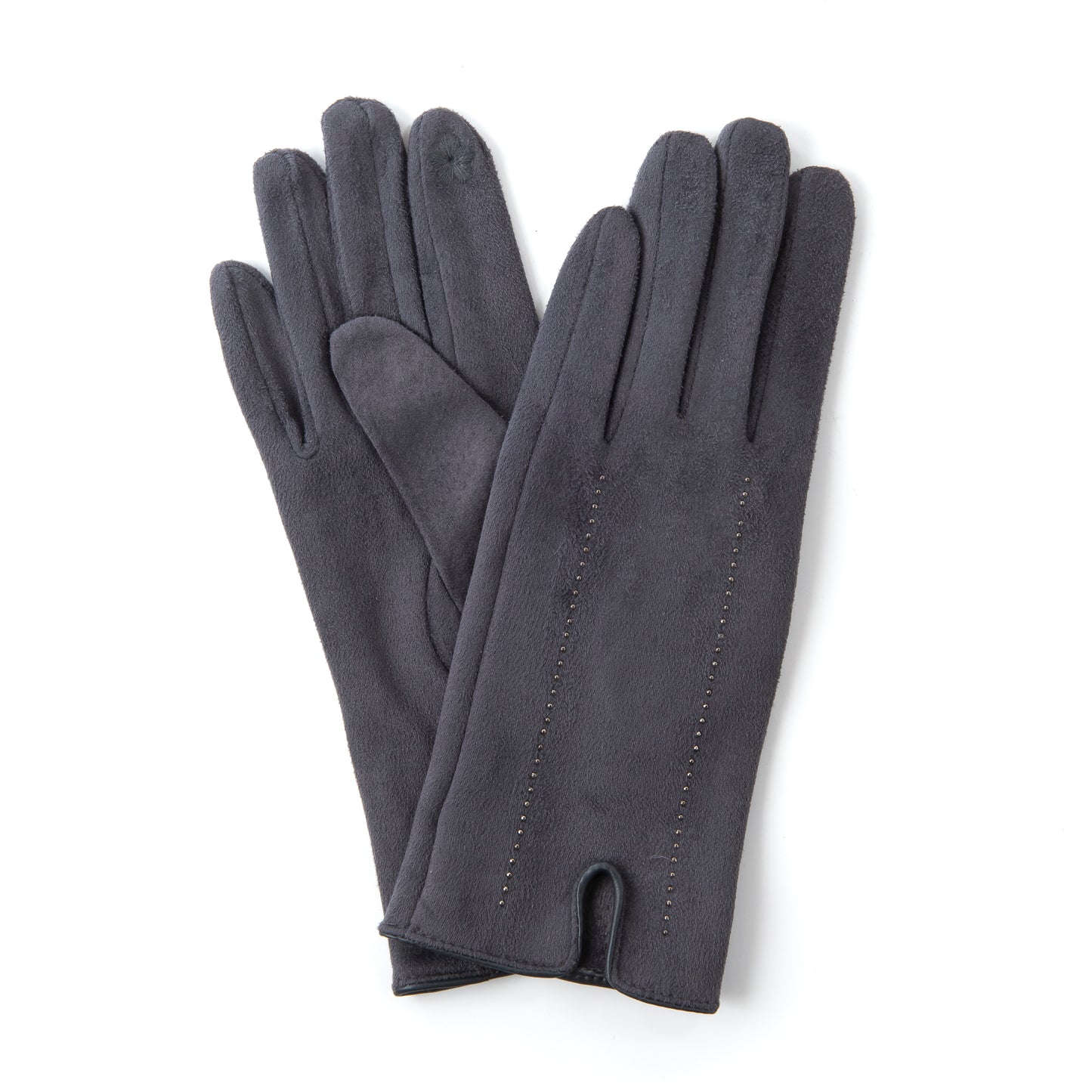 Giota FB72 Suedette & Diamante Glove Grey With Screen Touch