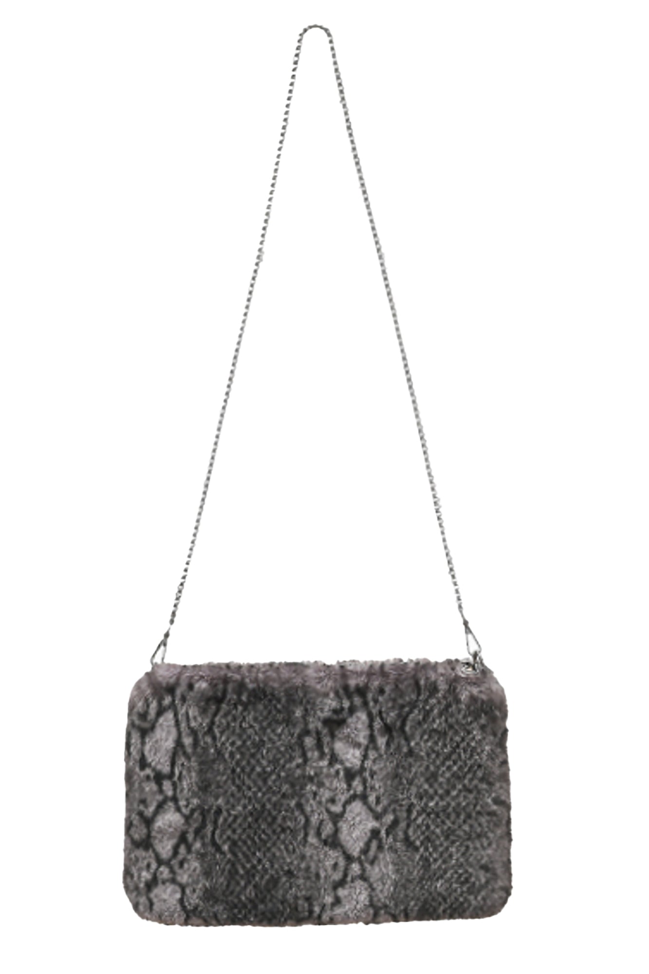 Fiame FB26 Faux Fur Shoulder Bag Grey Python