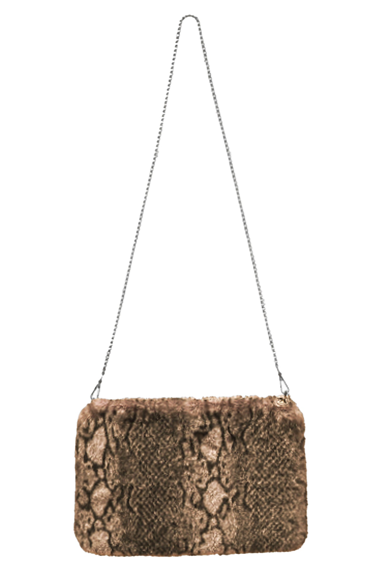 Fiame FB26 Faux Fur Shoulder Bag Mocha Python