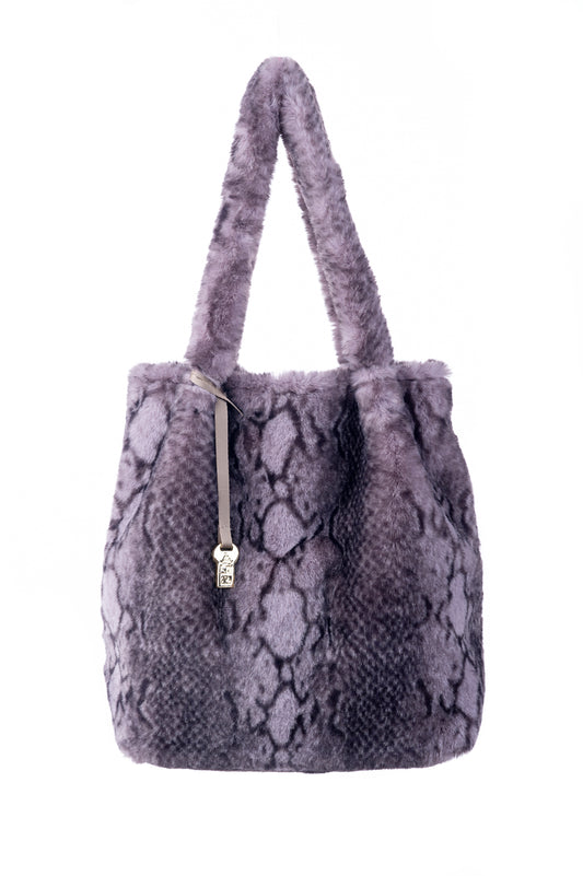 Francesca FB193 Faux Fur Tote Grey Python
